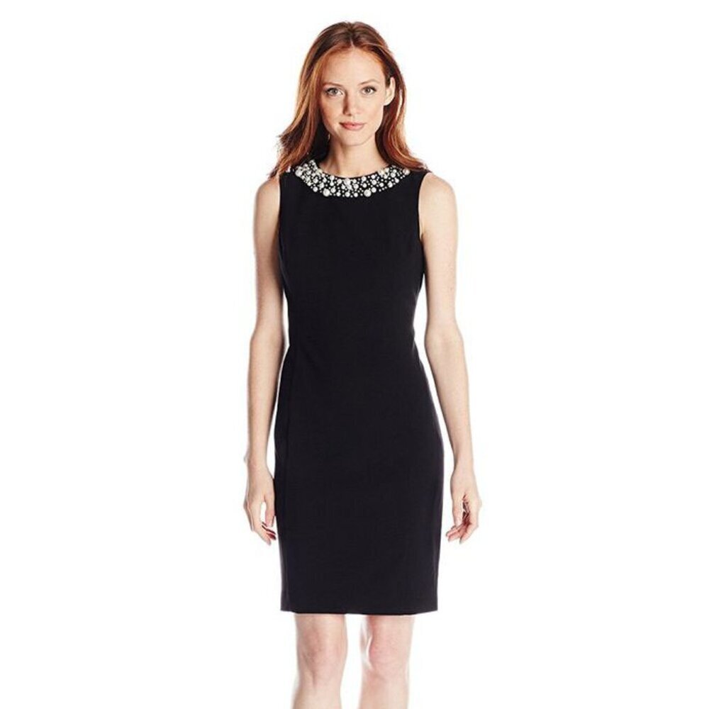 Calvin Klein Pearl Neck Sheath Dress